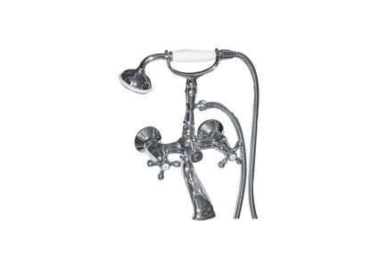 Gruppo Doccia Vasca Esterno Con Duplex E Set Doccia E Vitone Ceramico Duemmeggi Oxford Parete Muro 2 Fori 2 Leve Manopole Con Doccetta Stile Classico Materiale Ottone Finitura Cromata Made in Italy Garanzia 5 Anni