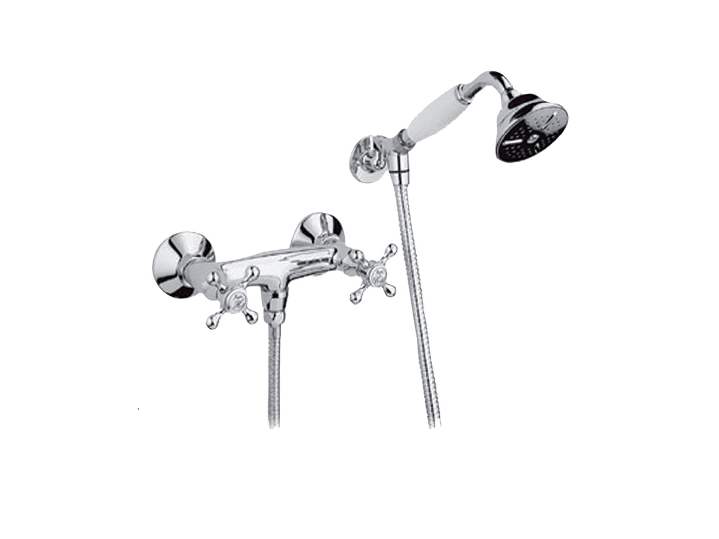 Gruppo Doccia Esterno Attacco 1/2" Con Duplex Set Doccia E Vitone Ceramico E Vitone Ceramico Duemmeggi Oxford Ottone Finitura Cromata