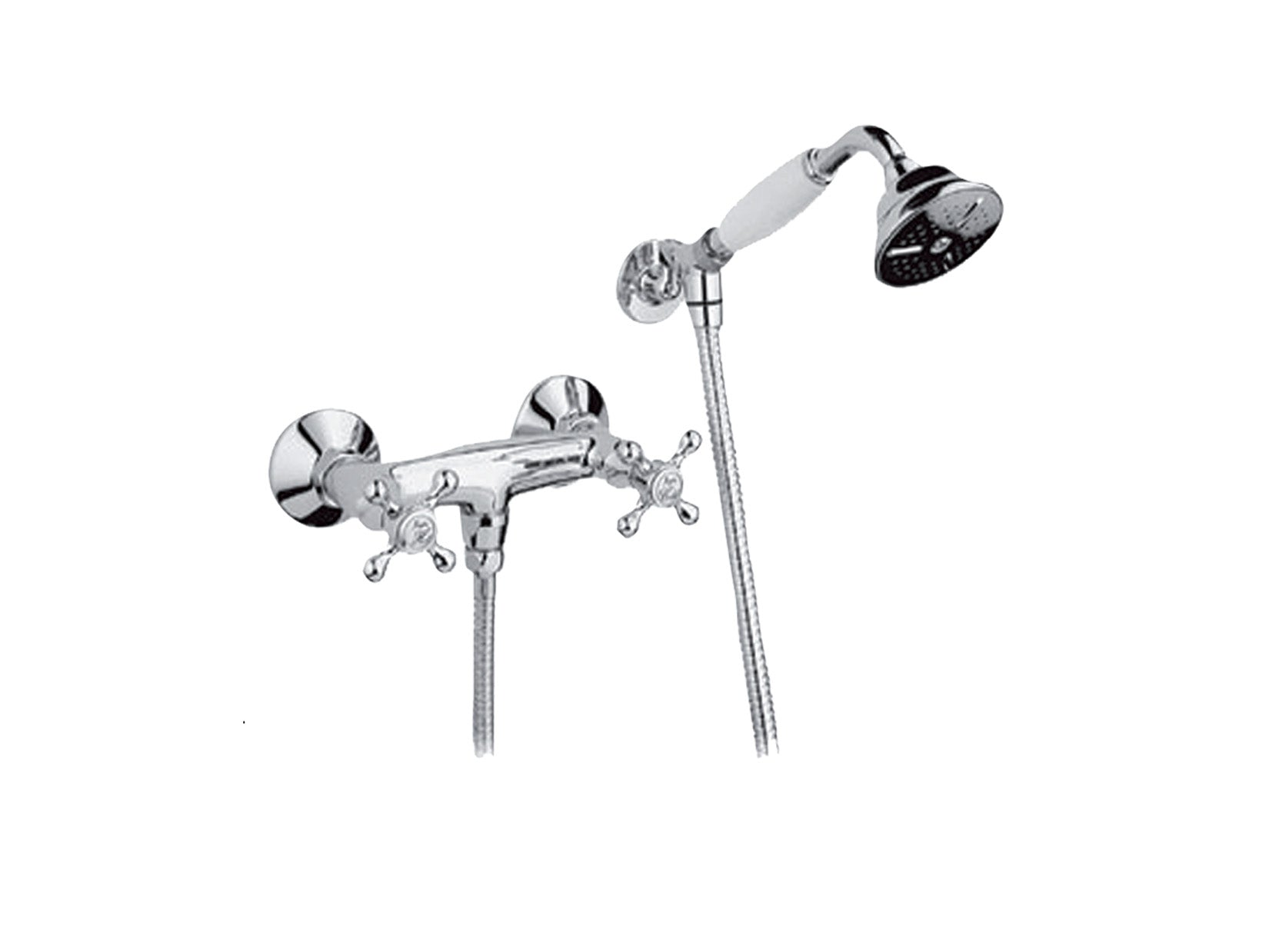 Gruppo Doccia Esterno Attacco 1/2" Con Duplex Set Doccia E Vitone Ceramico E Vitone Ceramico Duemmeggi Oxford Ottone Finitura Cromata