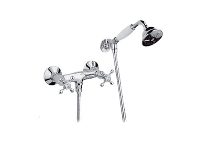 Gruppo Doccia Esterno Attacco 1/2" Con Duplex Set Doccia E Vitone Ceramico E Vitone Ceramico Duemmeggi Oxford Ottone Finitura Cromata