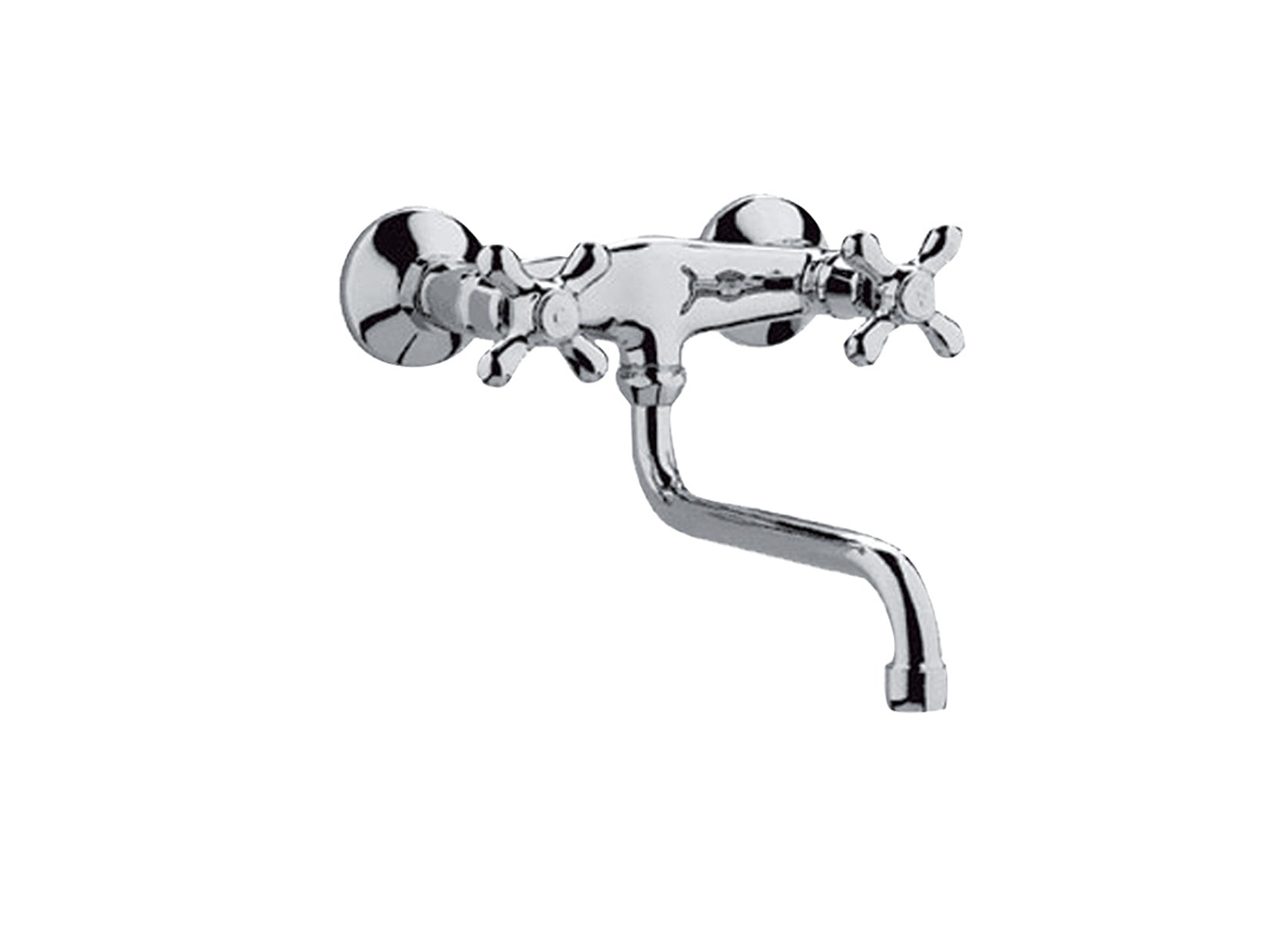 Miscelatore Gruppo Lavello Muro Canna Con Aeratore E Vitone Ceramico Duemmeggi Oxford Ottone Finitura Cromata Made in Italy Garanzia 5 Anni