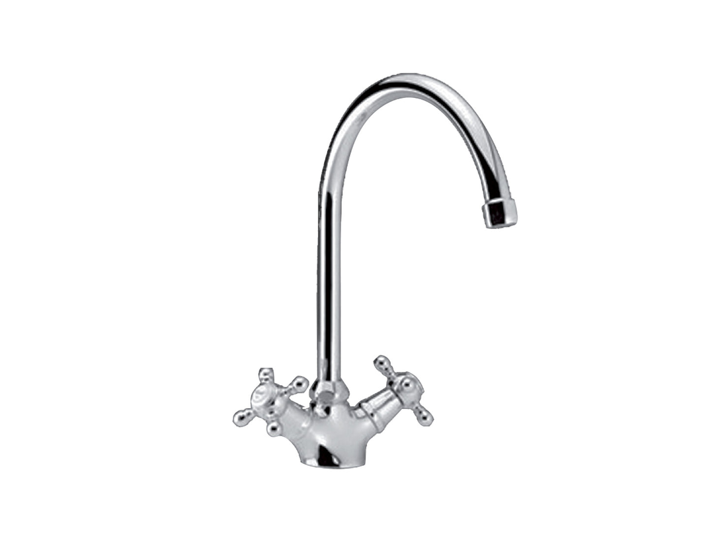 Miscelatore Gruppo Monoforo Lavello Canna Ombrello E Vitone Ceramico Duemmeggi Oxford Appoggio 1 Foro 2 Leve Manopole Stile Classico Materiale Ottone Finitura Cromata Made in Italy Garanzia 5 Anni