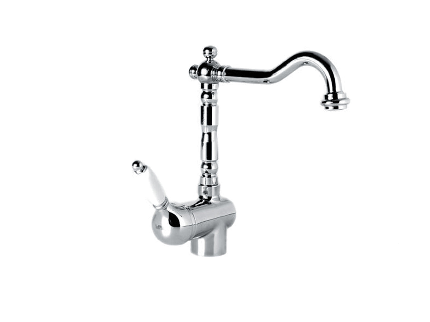 Miscelatore Per Lavello Cucina Senza Scarico E Vitone Ceramico Duemmeggi Oxford Monoforo 1 Foro Monocomando 1 Leva Manopola Appoggio Stile Classico Materiale Ottone Finitura Cromata Made in Italy Garanzia 5 Anni