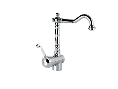 Miscelatore Per Lavello Cucina Senza Scarico E Vitone Ceramico Duemmeggi Oxford Monoforo 1 Foro Monocomando 1 Leva Manopola Appoggio Stile Classico Materiale Ottone Finitura Cromata Made in Italy Garanzia 5 Anni