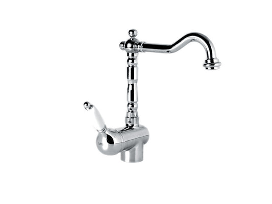 Miscelatore Per Lavello Cucina Senza Scarico E Vitone Ceramico Duemmeggi Oxford Monoforo 1 Foro Monocomando 1 Leva Manopola Appoggio Stile Classico Materiale Ottone Finitura Cromata Made in Italy Garanzia 5 Anni