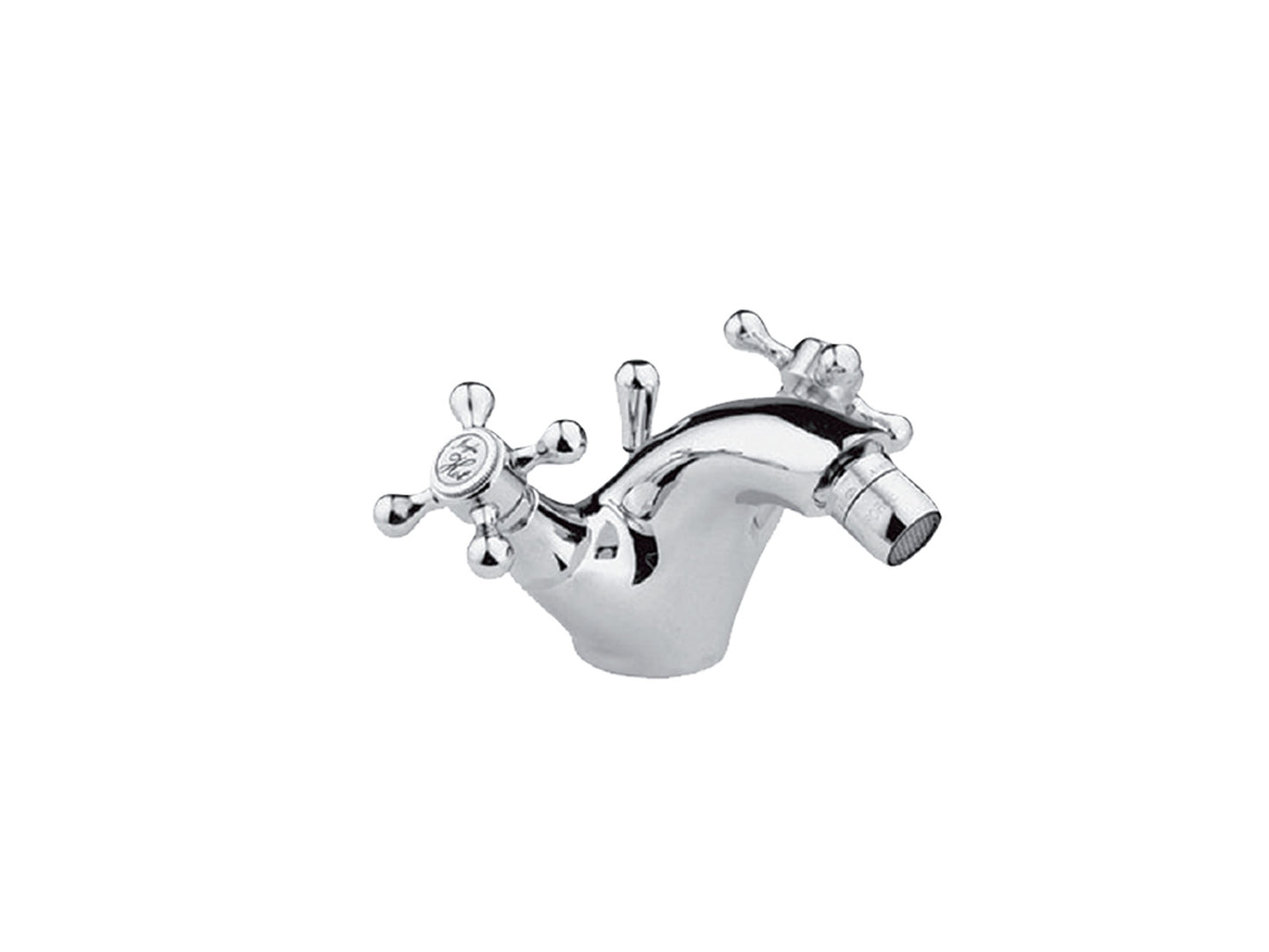 Miscelatore Monoforo Bidet Piletta Scarico Automatico 1" 1/4" E Vitone Ceramico Duemmeggi Oxford Appoggio Monoforo 1 Foro 2 Leve Manopole Stile Classico Materiale Ottone Finitura Cromata Made in Italy Garanzia 5 Anni