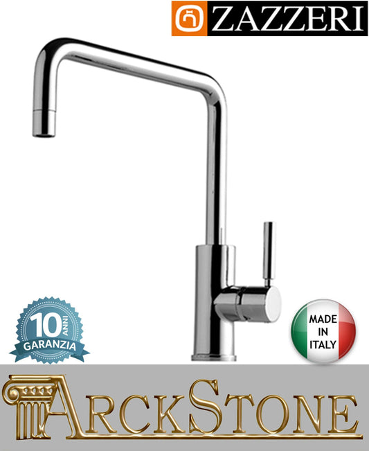 Miscelatore lavello Ø40 mm marca Zazzeri modello Da-Da 7 Mono 47071121A00 CRCR finitura ottone cromato appoggio monoforo collo girevole arredamento casa home arredo cucina azienda certificata garanzia 10 anni qualità made in italy