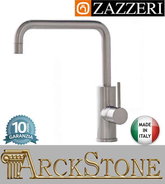 Miscelatore lavello Ø40 mm marca Zazzeri modello Modo 7 finitura ottone cromato collo girevole appoggio monoforo arredamento fontana acqua arredo cucina garanzia 10 anni qualità made in italy