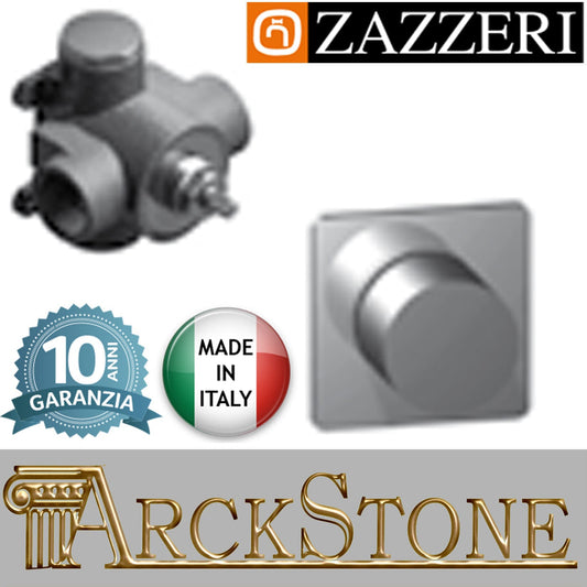 Rubinetto arresto marca Zazzeri modello Moon Mono finitura ottone cromato deviatore incasso completo G 3/4" Stop Due Uscite parete cromo arredamento arredo bagno muro acqua casa azienda certificata garanzia 10 anni 
