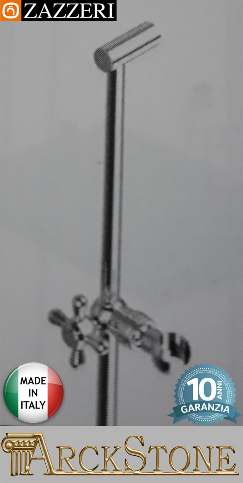 Asta saliscendi doccetta marca Zazzeri modello Shower Unix 2000A414A00 CRCR parete finitura cromata rubinetteria muro casa arredamento bagno cromo incasso garanzia 10 anni azienda certificata qualità made in italy