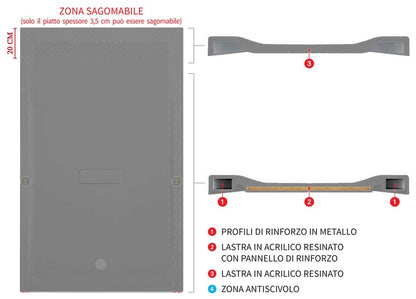 Novellini Custom Piatto Doccia Dimensione 120x100 Altezza Spessore 3,5 cm Colore Grigio Installazione Appoggio Filo Pavimento Sagomabile Superficie Liscia Materiale Metacrilato Compreso Piletta Scarico e Copri Piletta
