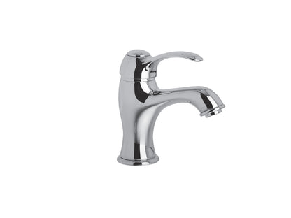 Miscelatore Lavabo Piletta Scarico Automatico 1" 1/4" Duemmeggi Zeta Appoggio Monoforo 1 Foro Monocomando 1 Leva Manopola Stile Classico Lunghezza 125 mm Altezza 155 mm Materiale Ottone Finitura Cromata Made in Italy Garanzia 5 Anni
